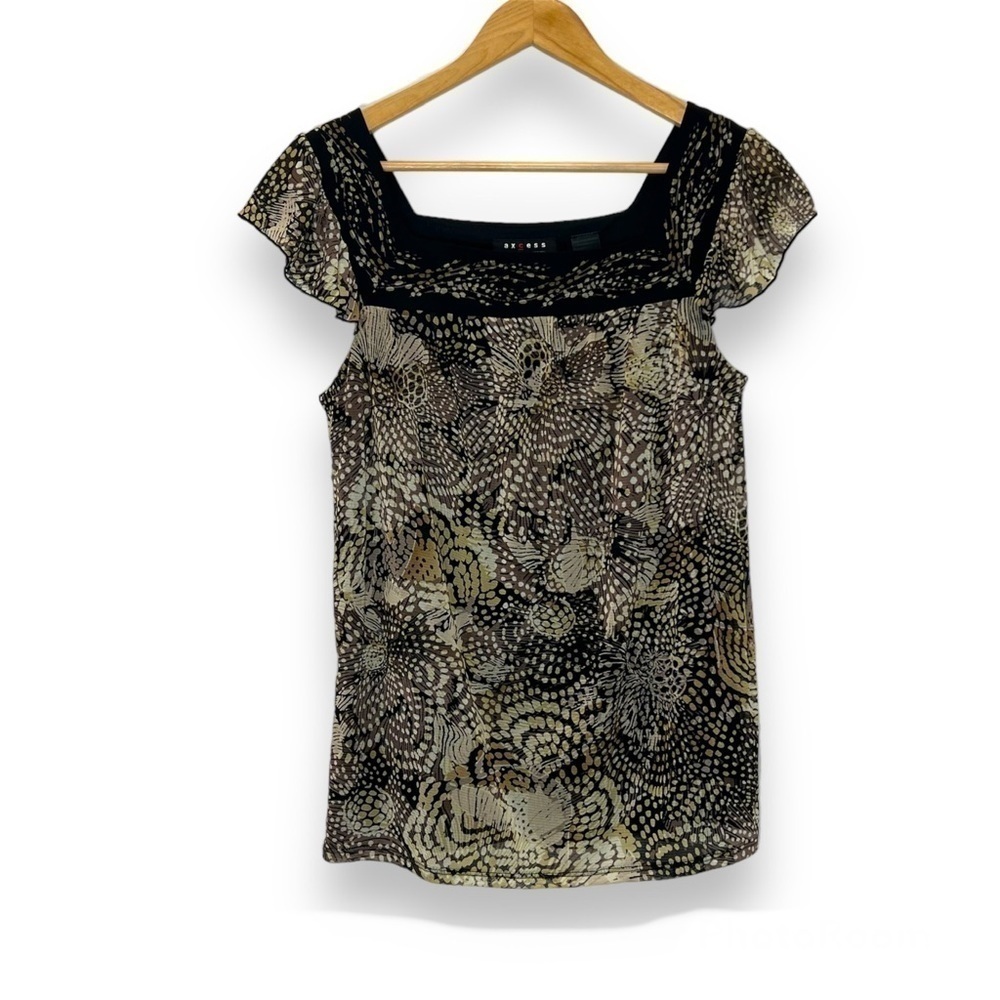 Access by Liz Claiborne Layered Flutter Sleeve‎ Top Blouse Women’s Medium M